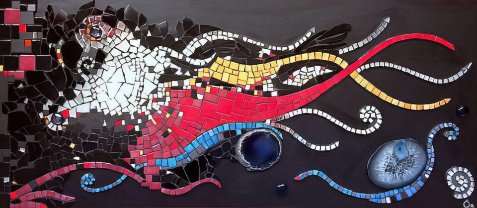 SEA, 2015 mosaïque sur medium 35x80 cm