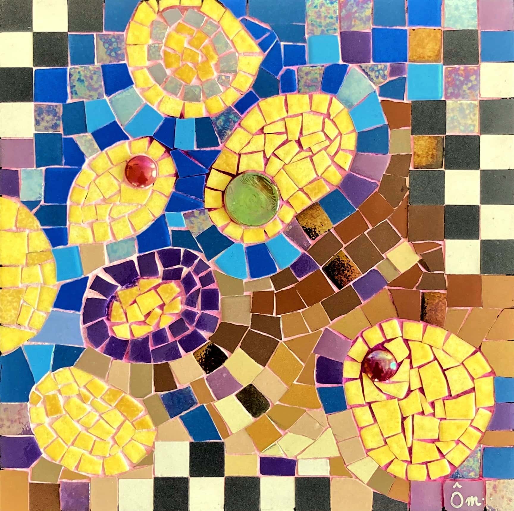 4 ETHER CELLS 2 18x18 cm mosaique sur medium 2022 1